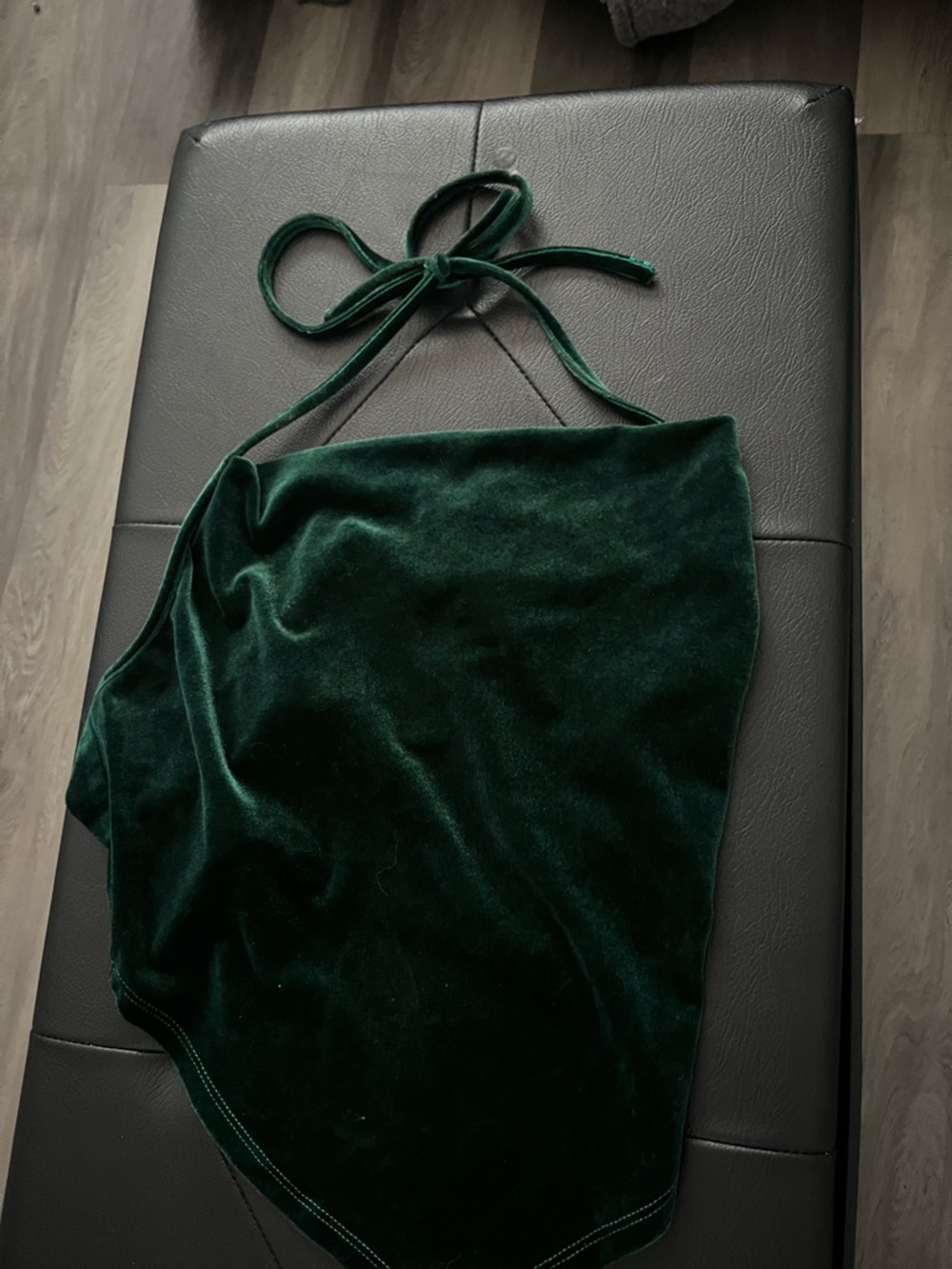 Green Velvet Halter Dress Top